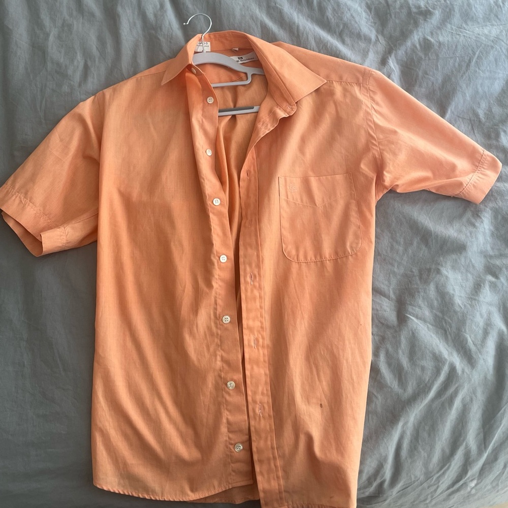 Pierre Balmain button down short sleeve shirt (light orange color - size L)